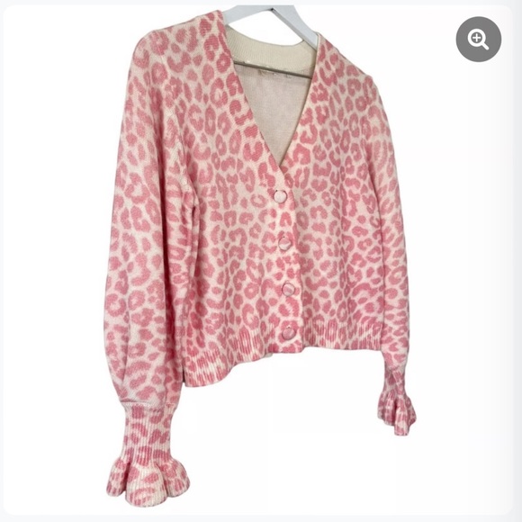 LoveShackFancy EUC Boscom Pink Leopard Cardigan - girlycore - Picture 3 of 4